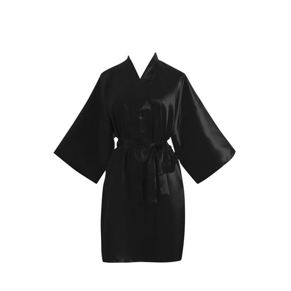 WRKEKC Womens Robe Silk Like Solid Color Short Kimono Bathrobe Open Front Morning Robe Loungewear for Women