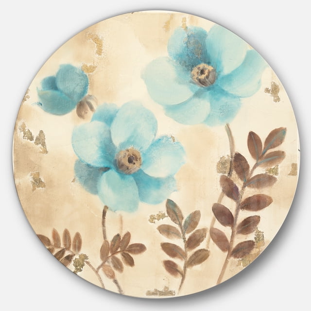 Designart 'fleurs de Coquelicots Bleus Cottage II' Art Mural en Métal Style Ferme