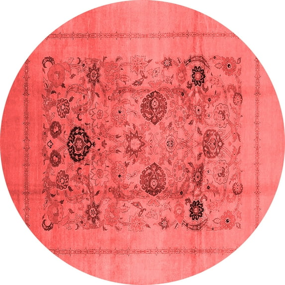 Ahgly Company Indoor Round Oriental Red Industrial Area Rugs, 6' Round