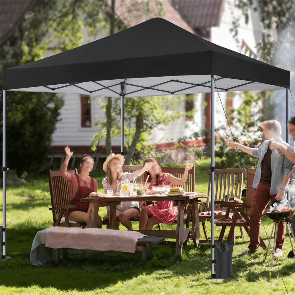 Alden Design 10x10FT Pop-up Canopy with One-Push-To-Lock Setup Mechanism for Outdoor, Black