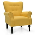 thumbnail image 1 of Gymax Modern Accent Chair w/ Tufted Backrest & Rubber Wood Legs Yellow, 1 of 7