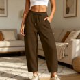 thumbnail image 5 of JUUNthy Womens Jogger Pants, with Pockets Loose Casual Elastic Drawstring Waist Fashion Cropped Sweatpants Burgundy XL, 5 of 12