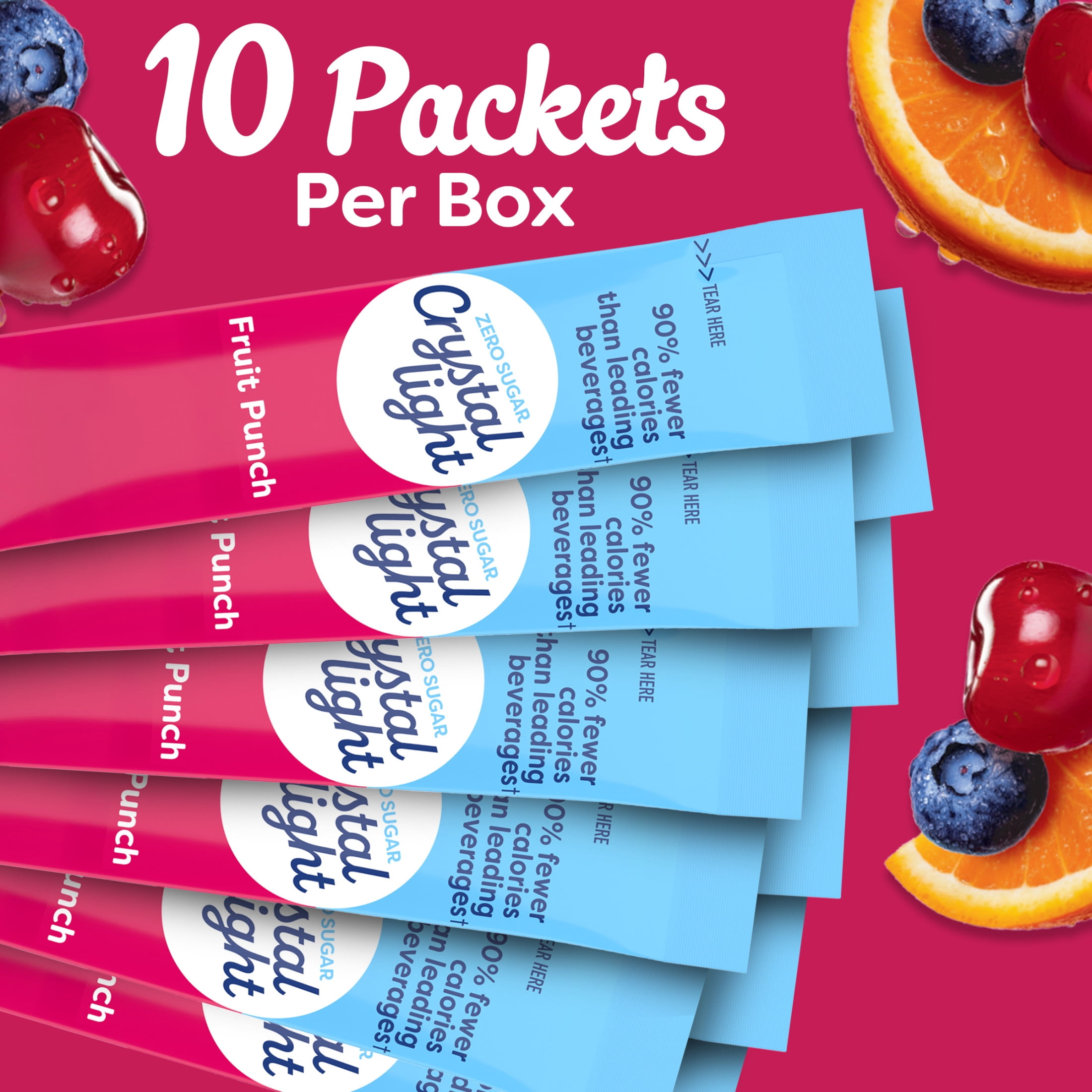 (12 pack) Crystal Light Drink Mix, 10 Packets, for Convenient On-the-Go Flavorful Hydration, Fruit Punch, artificial flavored, Zero Sugar, 0.9 oz