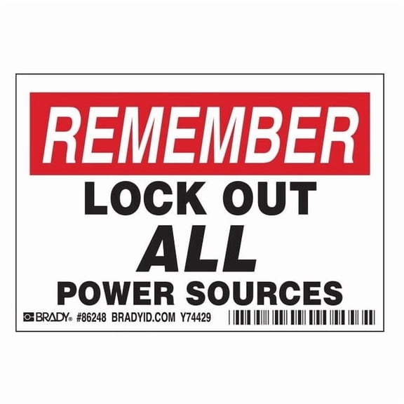 Brady Machine/Equipment Label,English,PK5, 86248 86248