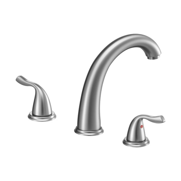 KFFKFF Roman Tub Faucet, 3-Hole Waterfall Bathtub Fixture, Gooseneck Bath Faucet Set with Dual Handles, Deck-Mounted Tub Faucet for Comfortable Bathing, Brushed Stainless Steel, High Arc Design