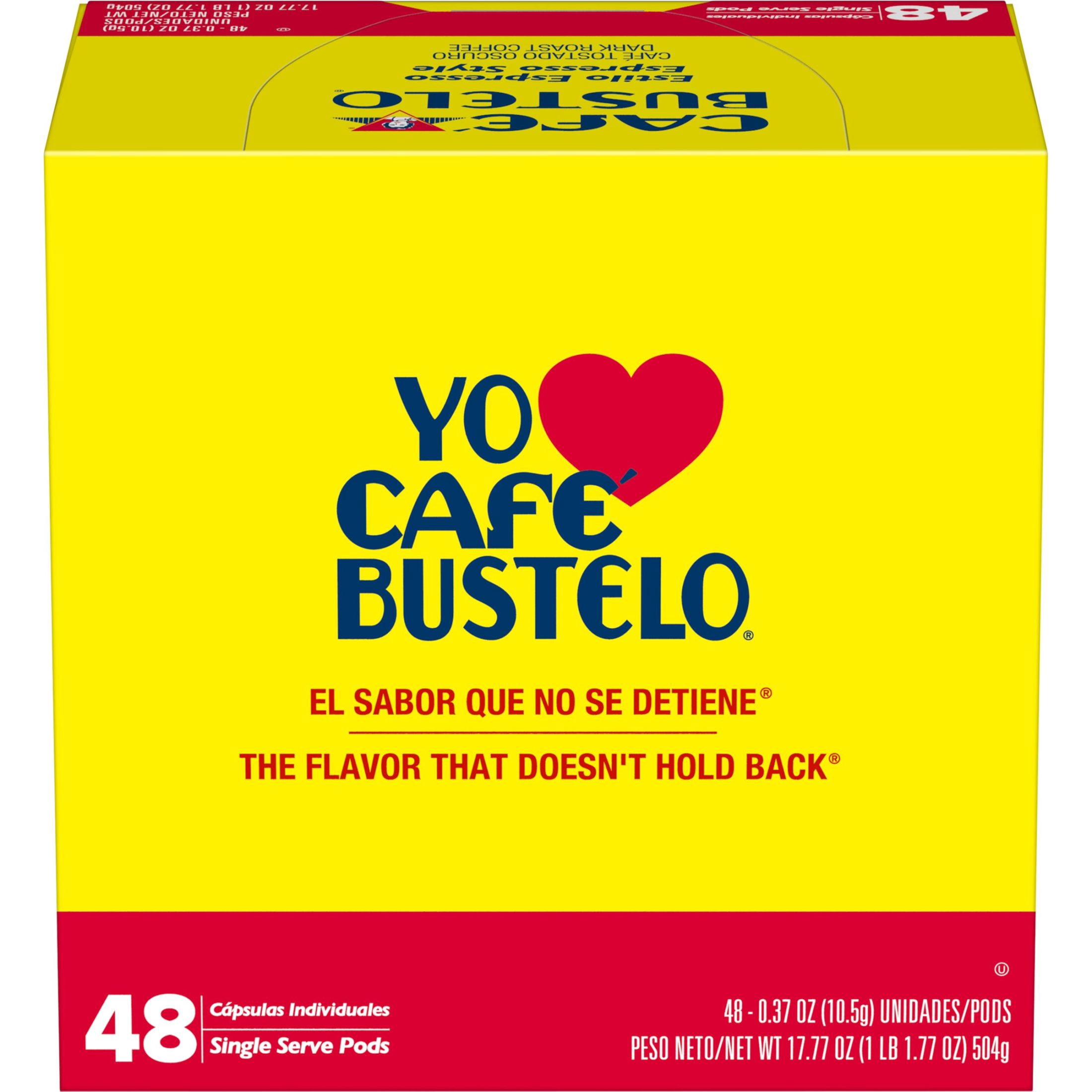 Cafe Bustelo Espresso Style, Dark Roast Coffee, Single Serve Pods, 48 Count
