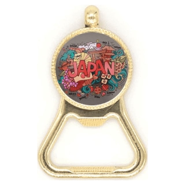 I Love Japan Asia Culture Pattern Beer Bottle Cap Opener Stainless Steel Key Chain