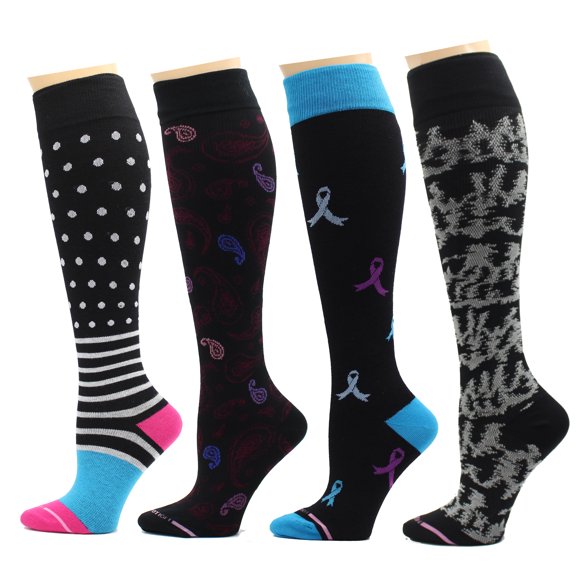 Dr. Motion 4 Pairs Pack Women's Graduated Compression Knee High Socks