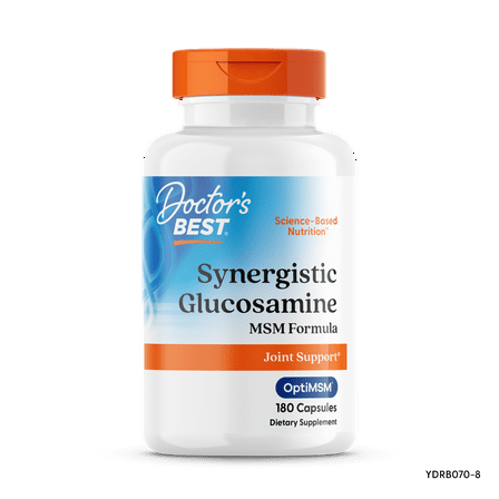Doctor's Best Synergistic Glucosamine MSM with OptiMSM, Non-GMO, Gluten Free, Soy Free, Joint Support, 180 Caps
