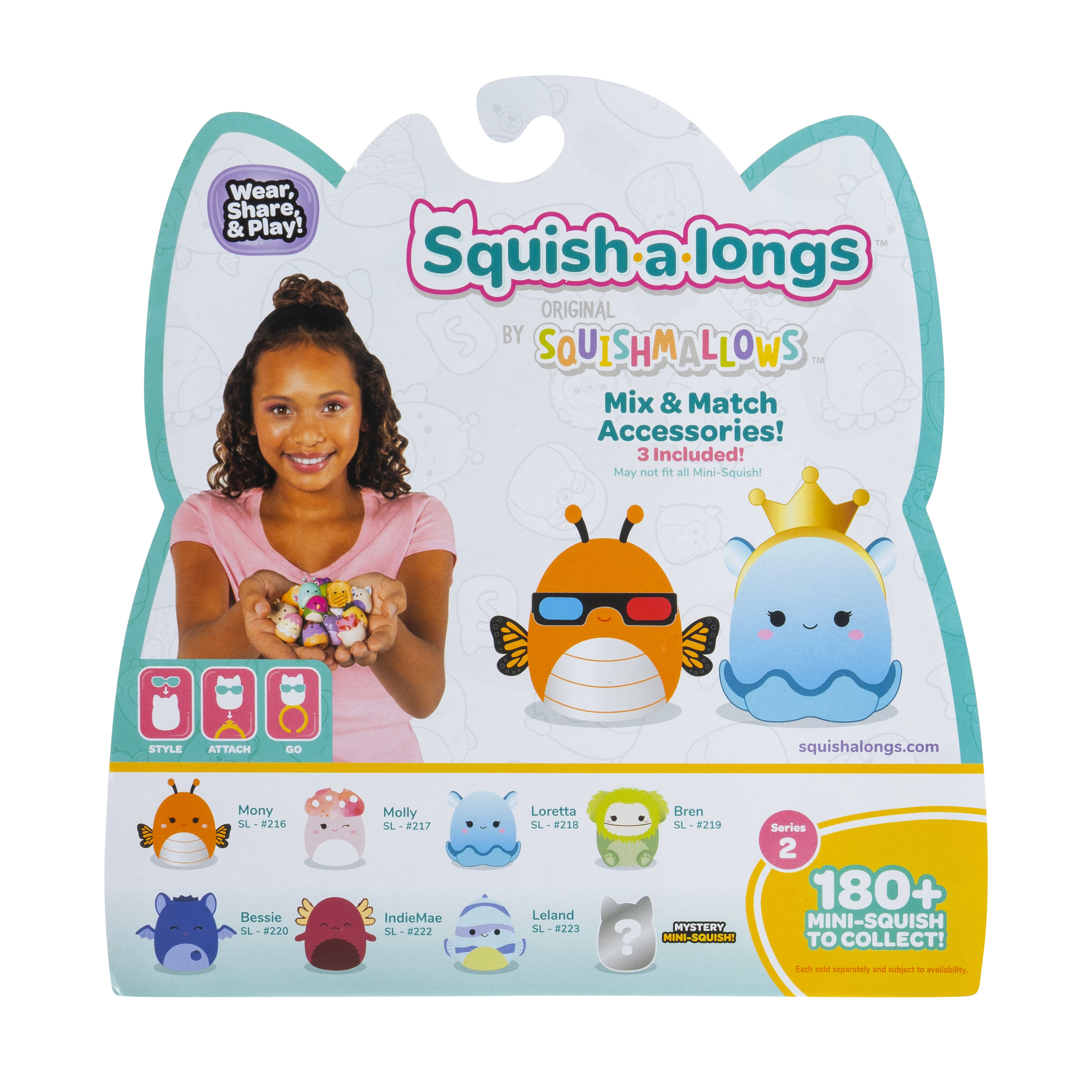 Squish-a-longs Mini Squish Toys – 8 Figures with Accessories, Ring, Ages 3+, Novelty Toy