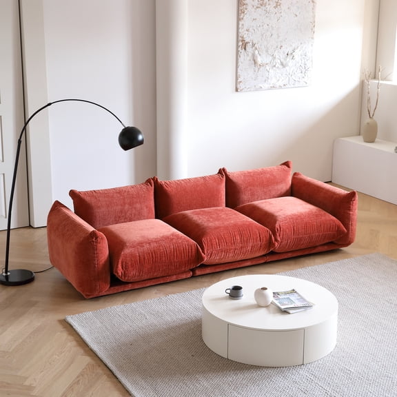 bokifol Deep Modular Sectional Sofa,Cloud Couch 3-Seat Sofa,Sectional Couches for Living Room,Apartment,Office,Bedroom,Orange