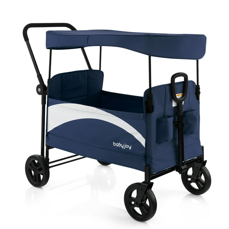 Babyjoy 2-Seat Wagon Stroller Folding with Adjustable Canopy Net