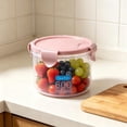 thumbnail image 2 of JHyouerji Clear Plastic Storage Canister Pink Stackable Dry Food Container Jar for Pantry Grains Nuts Cereals Snacks and Kitchen Organization, 2 of 6