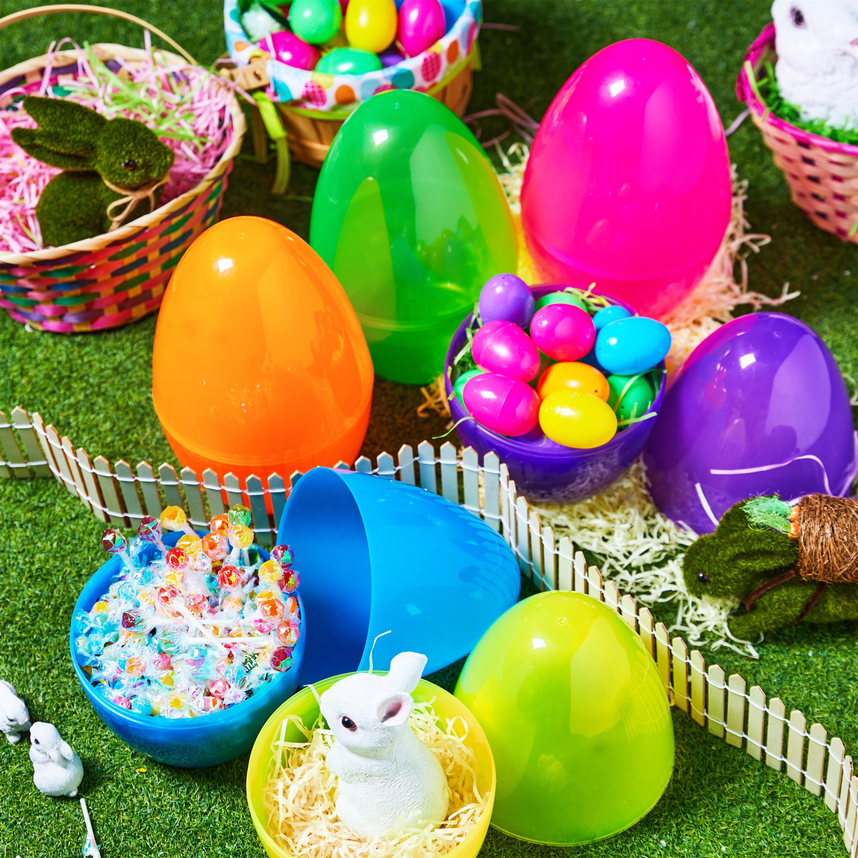 Joyfy 10 inch Large Easter Eggs, 6 pack Jumbo Plastic Easter Eggs, Clear Empty Fillable Perfect for Easter Egg Hunts, Easter Basket Fillers/Stuffers, Party Favor, Classroom Prize Supplies Decoration