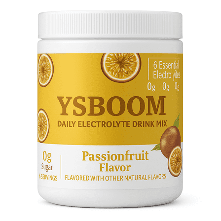 YSBOOM Daily Electrolyte Drink Mix, Passionfruit Flavor, Zero Sugar, 50 Servings