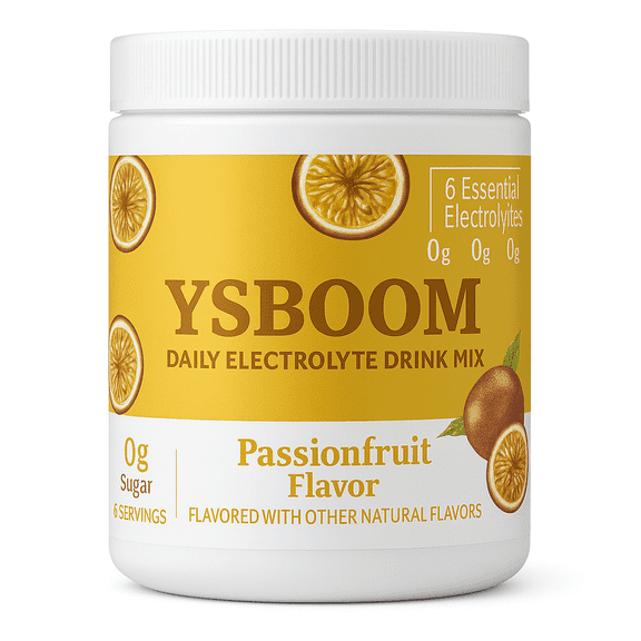 YSBOOM Daily Electrolyte Drink Mix, Passionfruit Flavor, Zero Sugar, 50 Servings