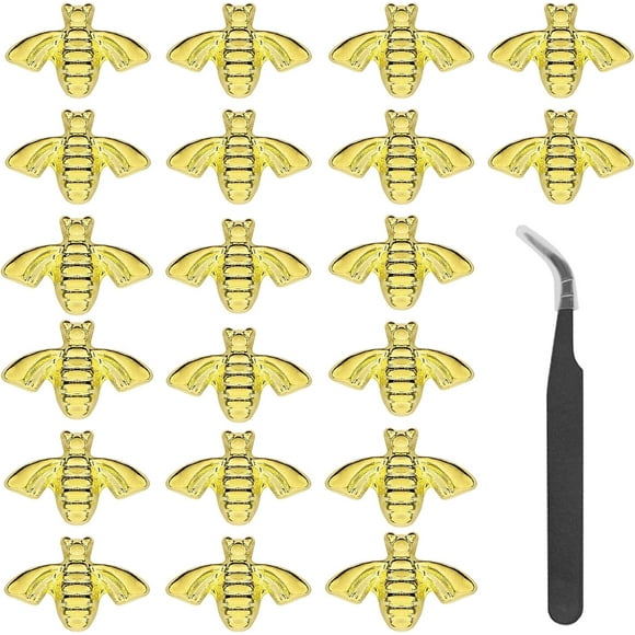 TRAHOO-Nail Charms Bulk Gold Metal Cute Nail Charms for Acrylic Nails, Gel Nails Charms, Nail Art Accessories for Women Nail Charms Gift Bee Decorations for Nails Charms 3D (20pcs)
