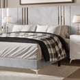 thumbnail image 3 of Home Design Laytec Queen Velvet Upholstered Platform Bed Frame with Rectangular Headboard and Wall Panels, Silver Gray, Easy Assembly, 3 of 6