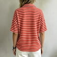 thumbnail image 4 of GigrtiJin Women's Short Sleeve T Shirts Striped V Neck Collared T Shirts Womens Casual Pull On Cropped Outdoor Tees with Button, 4 of 5