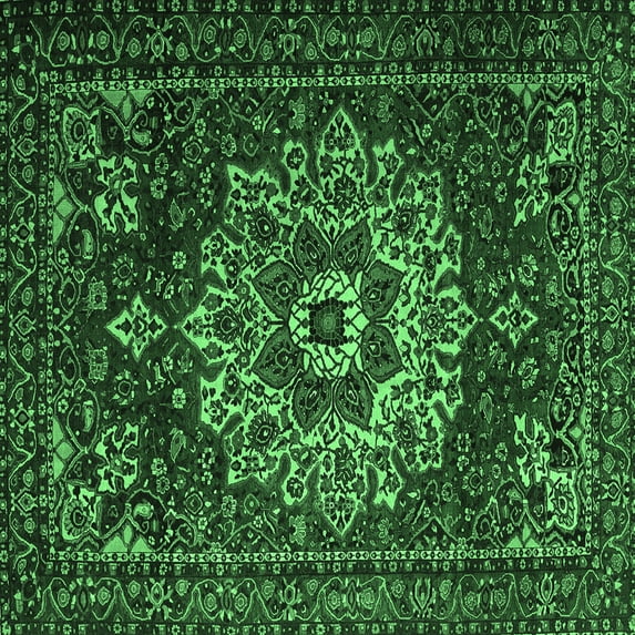 Ahgly Company Indoor Square Persian Emerald Green Traditional Area Rugs, 5' Square