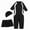 Black, variant on Coerni Girl's Beachwear Swimsuit Half Sleeve Color Blocking Zipper Swimsuit 3 Piece Swimsuit Coverall Hat Half Skirt Girl Bathing Suit Size 6