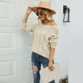 thumbnail image 2 of Vedolay Sweaters for Women Trendy Women's Crewneck Oversized Knit Warm Side Slit Pullover Sweater,Beige S, 2 of 4