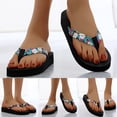 thumbnail image 2 of CHENge Women’s Floral Print Wedge Flip Flops, Comfortable Platform Thong Sandals, Non-Slip Cushioned Summer Beach Slippers for Vacation & Daily Wear, 2 of 7