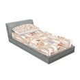 thumbnail image 2 of Ambesonne Cartoon Fitted Sheet & Pillow Sham Set, Musician Cats, Twinxl, Warm Taupe White, 2 of 2