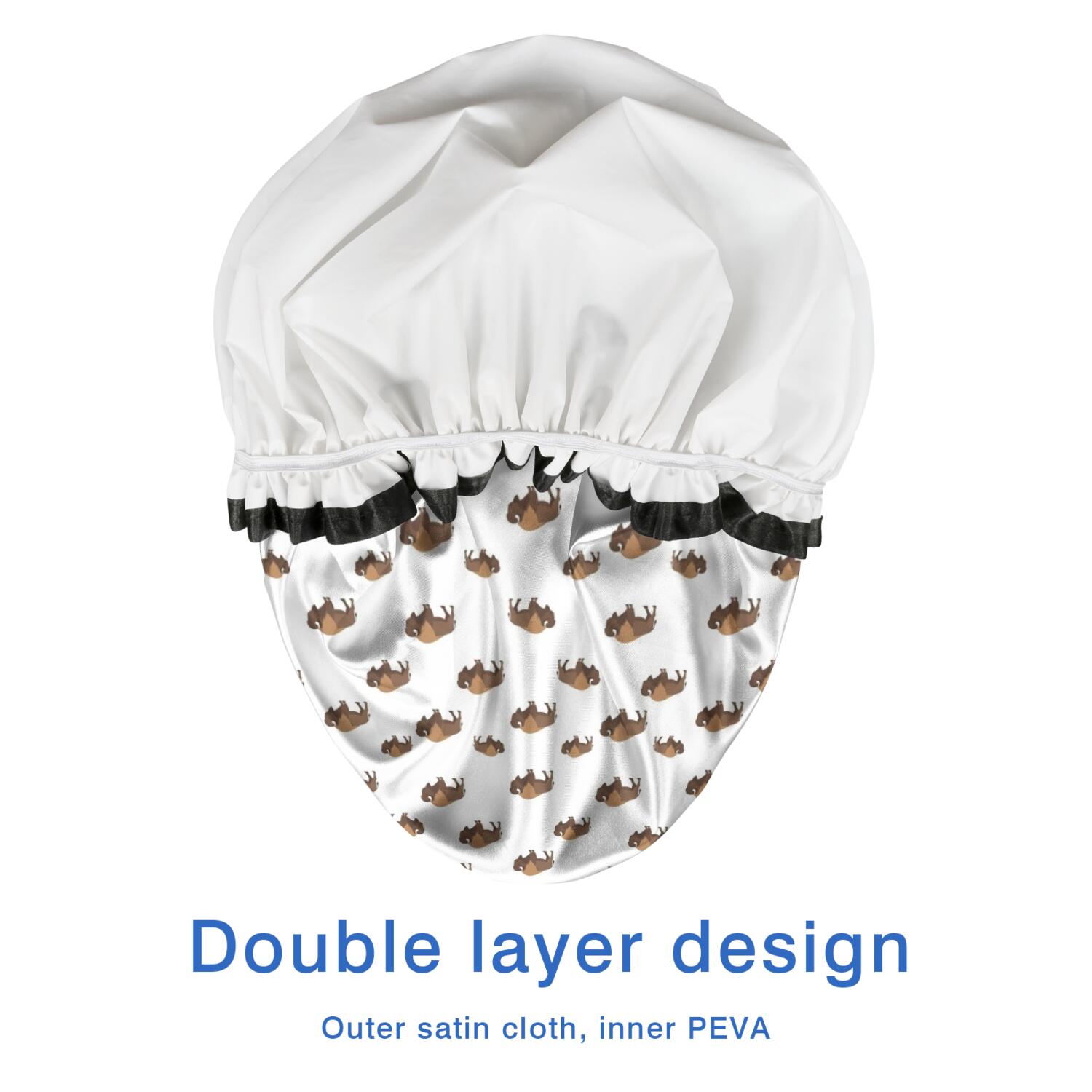 Shower Caps,White Buffalo Pattern Waterproof Shower Cap for Women 4 Pieces,Double Reusable Hair Cover for Shower PEVA Elastic Stretch Hem