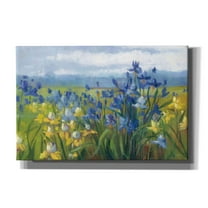 Epic Graffiti 'Blue And Yellow Flower Field' by Carol Rowan, Giclee Canvas Wall Art, 60"x40"