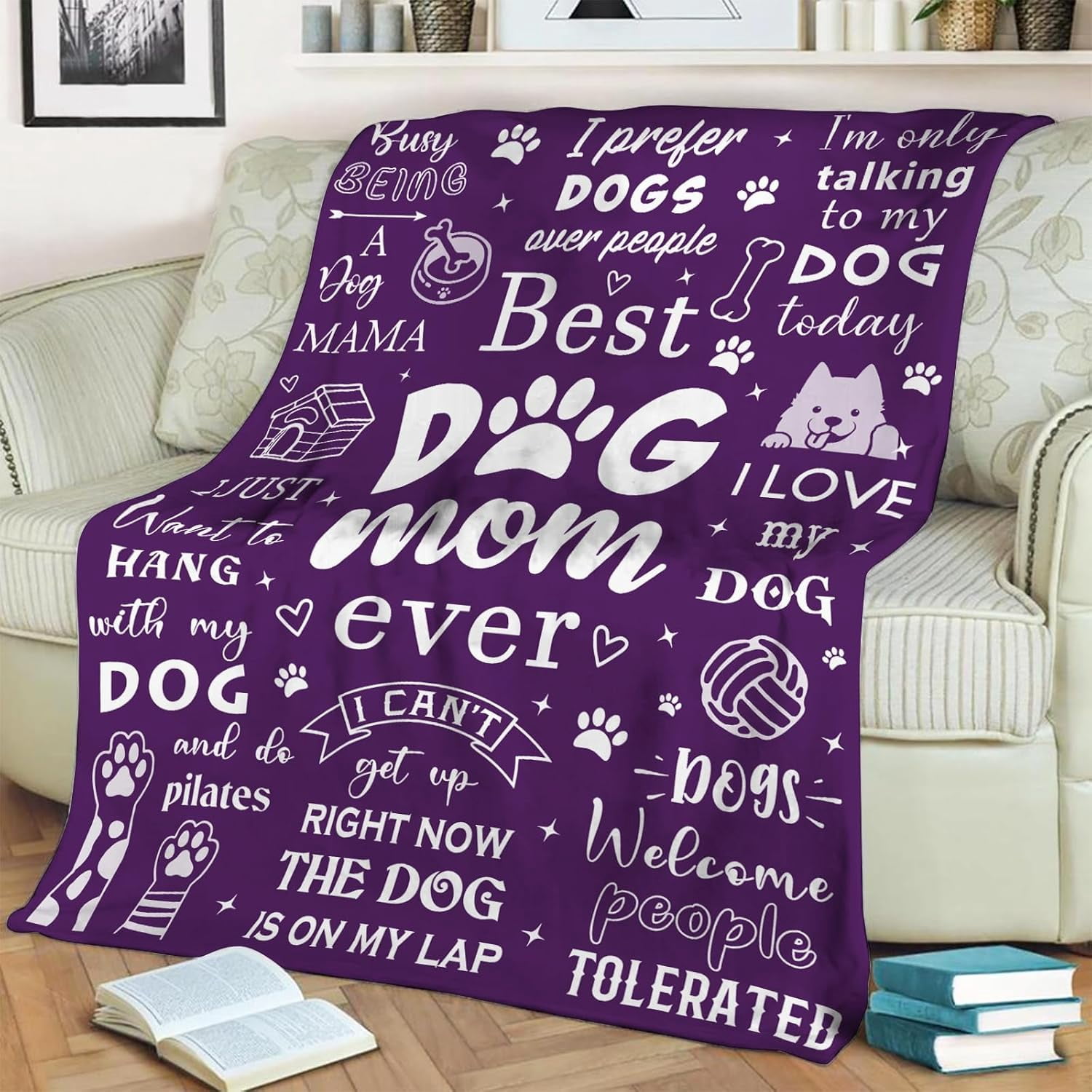 Dog Mom Blanket 50"x60", Dog Mom Gifts for Women, Dog Mom Gift, Birthday Gifts for Dog Moms, Dog Lover Gifts for Women, Christmas Mothers Day Dog Gifts for Dog Lovers, Dog Lover Gift Ideas