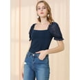 thumbnail image 3 of INSPIRE CHIC Women's Elegant Puff Sheer Sleeve Blouse Square Neck Tops, 3 of 6