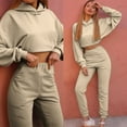 thumbnail image 2 of Lindreshi 2 Piece Sweat Suits for Women Women's Casual Solid Color Long Sleeved Short Hoodie Trousers Sports Suit, 2 of 8