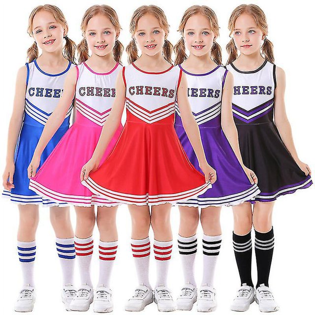 110cm red Ropa de porristas para niños, calcetines sin mangas de fútbol para bebé, vestido de porristas para mujer