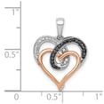 thumbnail image 4 of 14k Gold Two-tone White and Rose Black Diamond Hearts Pendant Charm, 4 of 4