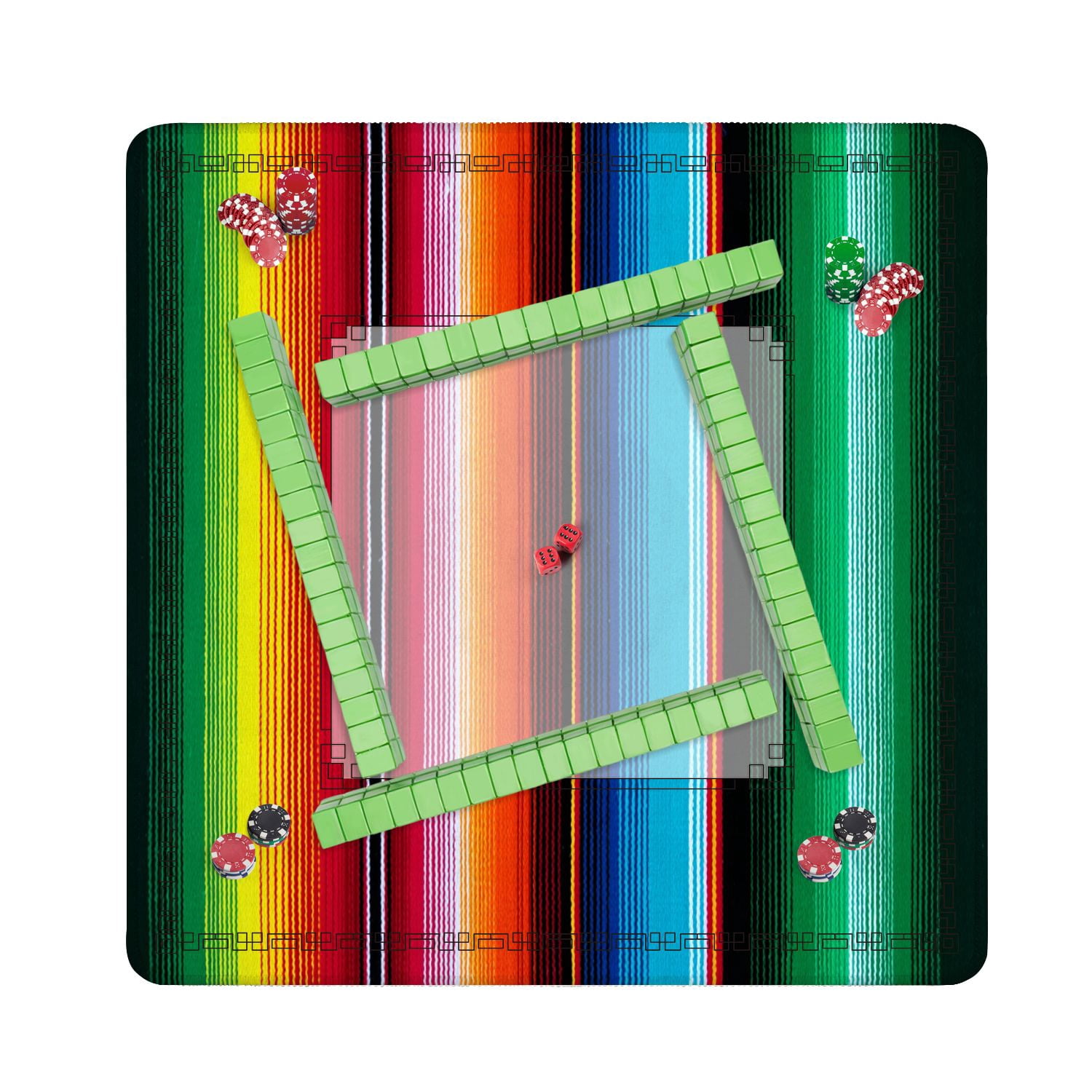Mahjong Mat 31.5" x 31.5" colorful seamless mexican style serape gesign Non-Slip Noise Reduction American Mahjong Tiles Table Cover for Dominoes Poker Card Board Games Gift