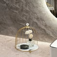 thumbnail image 2 of White Iron Bathroom Cosmetic Organizer Desktop Lipstick Organizer Skincares Rack Bathroom Shelves Desktop Shelves Cage Design With Stone-Patterned Shelves 2-Piece Set Light Finish, 2 of 7