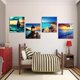 thumbnail image 2 of Lienzo de 4 paneles con diseño de paisaje marino y flores para decoración de pared del hogar y la oficina. Puesta de sol, 2 of 9