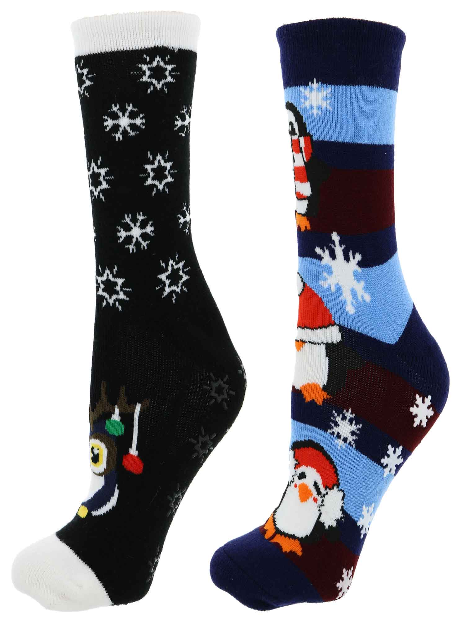Womens socks christmas owl red and green