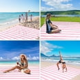 thumbnail image 4 of Manta de playa BEW con rayas rosas, impermeable y resistente a la arena, 198 x 218 cm, 4 of 7