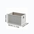 thumbnail image 3 of Leodye 1PCS Foldable Linen Fabric Storage Basket with Side Pull Tab, Garment Sorting Bin for Bedroom, Wardrobe, Dorm Towels and Small Accessories -15.8×3.9×3.9in, 3 of 6
