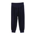thumbnail image 5 of Arlun Women's Summer Tapered Leg Capri Pants Pleated Elastic High Waist Cropped Trousers Soft Comfortable Solid Color Harem Pant for Yoga Workout and Everyday Casual Wear 1-Dark Blue XL, 5 of 6