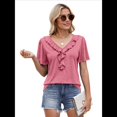 thumbnail image 2 of Blusas y Túnicas Informales de Corta con Cuello en V para Mujer, Grandes Rosa XXL, 2 of 9