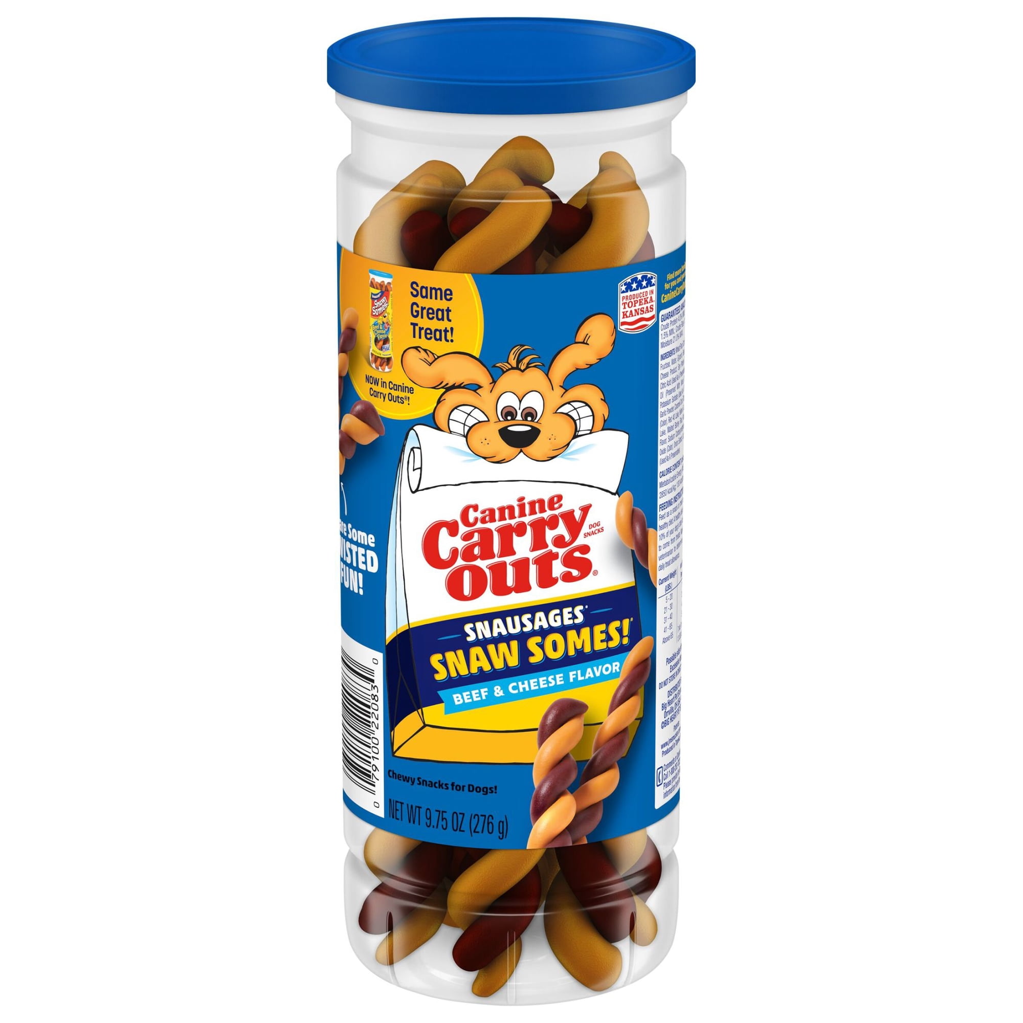 Canine Carry Outs Snausages Snaw Somes Chewy Dog Treats, Beef & Cheese Flavor, 9.75 ozs