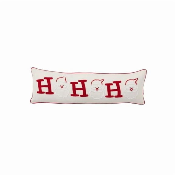 Saro Lifestyle 281.RW1340BP 13 x 40 in. Ho Ho Ho Santa Poly Filled Throw Pillow, Red & White