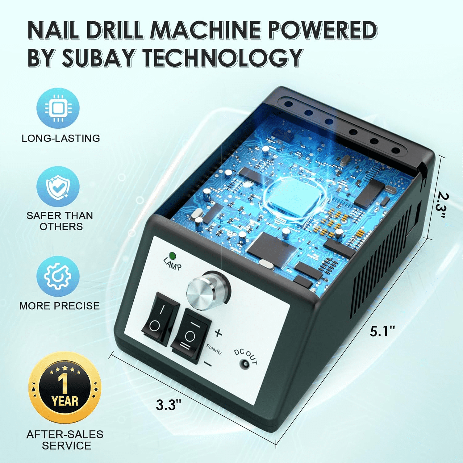 Professional Electric Nail Drill Kit, 20000 RPM Manicure Pedicure Machine with 6 Bits & 100 Sanding Bands,Black