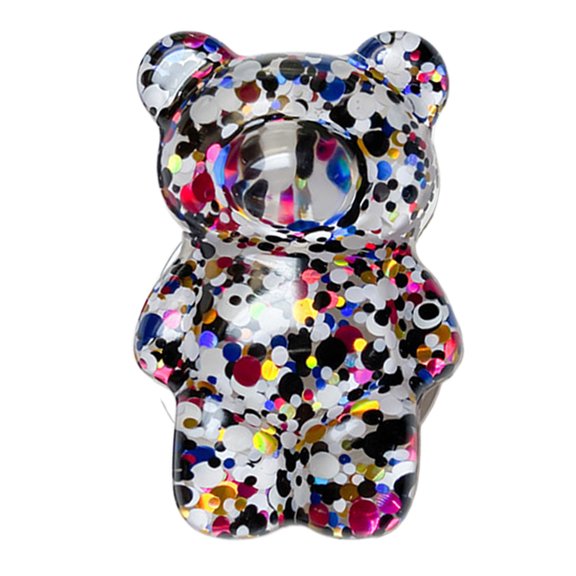 Huanledash Mobile Phone Finger Holder Cartoon Foldable Epoxy Sequins 3D Cute Bear Shaped Phone Grip Tok Folding Bracket for Desktop