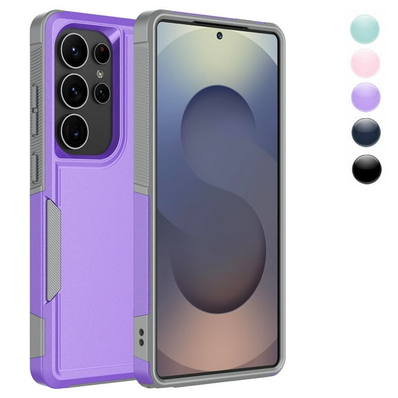 Samsung Galaxy S25 Ultra Case,Sturdy Phone Case for Galaxy S25 Ultra 2025 6.9 inch,Njjex Shockproof Protection Heavy Duty Armor Hard Plastic & Rubber Rugged Bumper 2-in-1 Case Cover-Purple