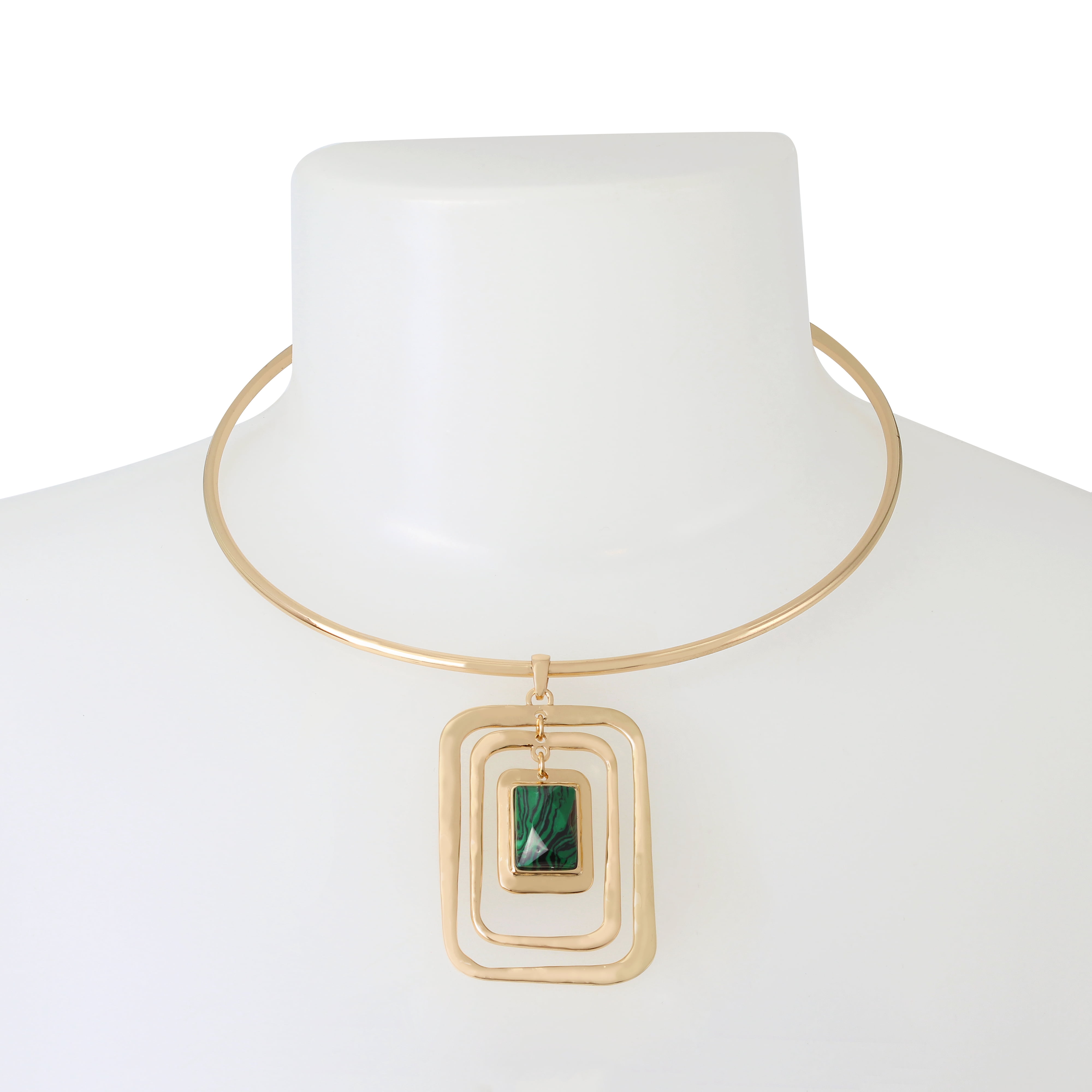 Robert Lee Morris Soho Malachite Pendant Wire Necklace, 16" Length