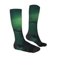thumbnail image 3 of Fotbe Green Night Sky Moon Branches print Women's Men's Novelty Crew Socks Cotton Socks Knee High Socks for Walking,Running,Nurses,Pregnancy, 3 of 8